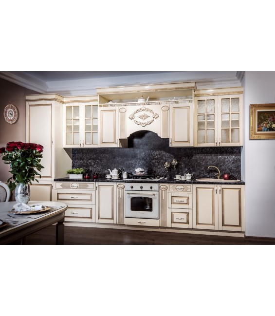 Խոհանոց «Վերոնա», կրեմ փայլուն, ուղիղ 3,9 մ (Կոմպոզիցիա No2)