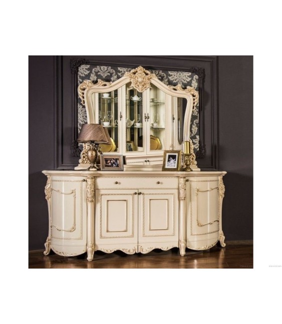 Կոմոդ «Ջոկոնդա» + հայելին, կաղնու արմատ փայլուն / կրեմ փայլուն