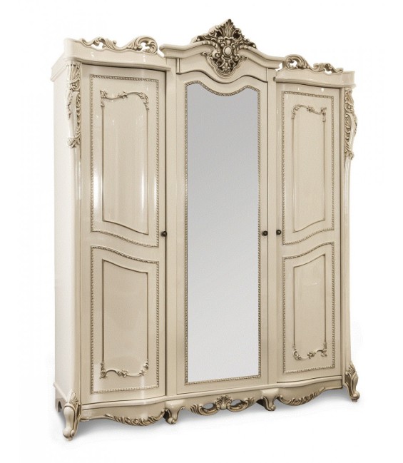 Спальня "Джоконда" 3-х ств. шкаф, корень глянец/ крем глянец, 160*200