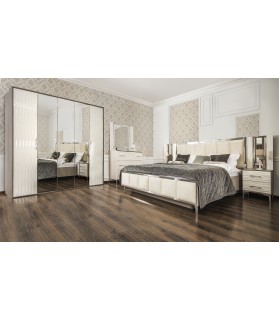 Ննջասենյակ «Գրավիտա» 5 դռնանի պահարան հայելիներով, ՊՊՈ հայելի (զարդասեղանի համար), զարդասեղան, պուֆ, մահճակալ 180×200