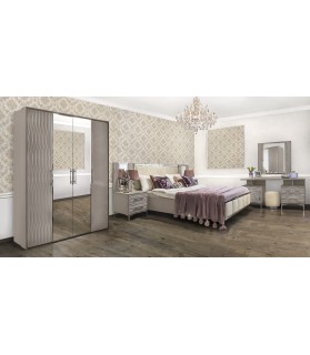 Ննջասենյակ «Գրավիտա» 4 դռնանի պահարան հայելիներով, ՊՊՈ հայելի (զարդասեղանի համար), զարդասեղան, պուֆ, 160×200