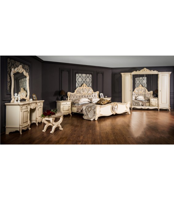 Ննջասենյակ «Լորենա» 6 դռնանի պահարան, կրեմ փայլուն, 180×200