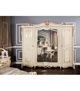 Ննջասենյակ «Ջոկոնդա» 5 դռնանի պահարան, արմատ փայլ / կրեմ փայլ, 180×200