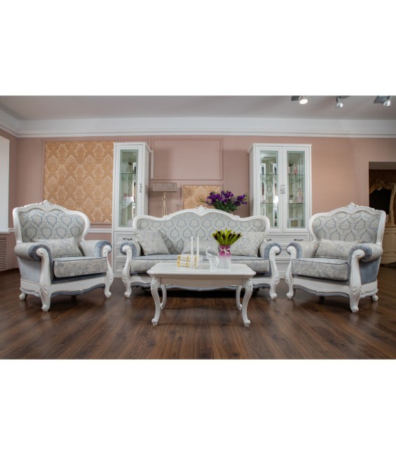 Փափուկ կահույքի հավաքածու «Միշել»՝ բացվող մեխանիզմով, դեկոր՝ սպիտակ մատ