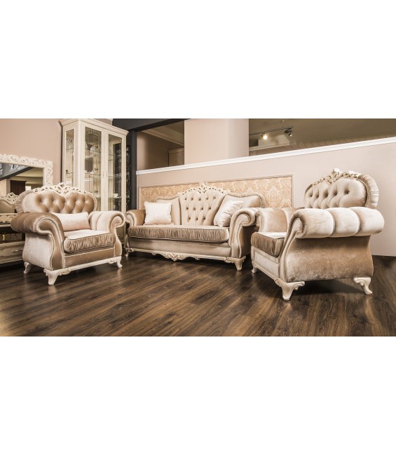 Փափուկ կահույքի հավաքածու «Պատրիսիա»՝ բացվող մեխանիզմով, դեկոր՝ վրձնած/կառավաջո փայլուն