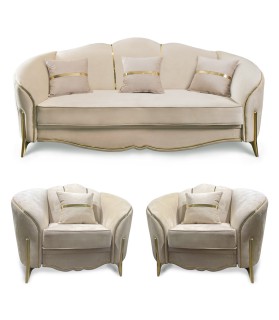 Փափուկ կահույքի հավաքածու 3-1-1 «Լարան»՝ բացվող մեխանիզմով, դեկոր՝ ոսկի