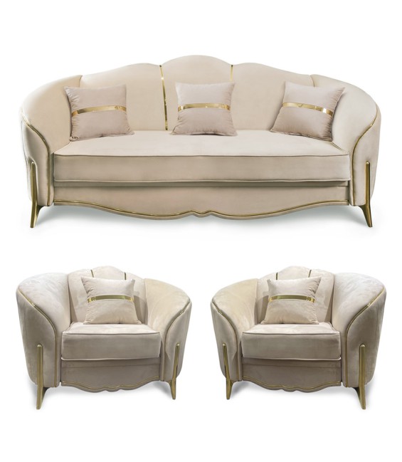 Փափուկ կահույքի հավաքածու 3-1-1 «Լարան»՝ բացվող մեխանիզմով, դեկոր՝ ոսկի