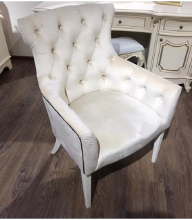 Բազկաթոռ «Միշել», վելվետային գործվածք «Հոլանդական վելվետ 4», սպիտակ մատ փայտազարդում