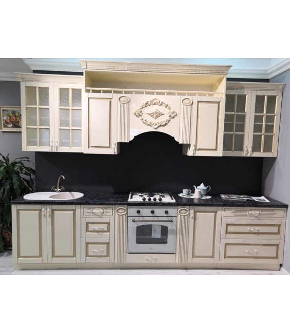 Խոհանոց «Վերոնա», կրեմ փայլուն, ուղիղ 3,3 մ (Կոմպոզիցիա No1)