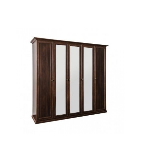 Ննջասենյակ «Աֆինա» 5-դռնանի պահարան, կարավաջո/արմատ կրեմ 180×200, շրջանակով հայելի