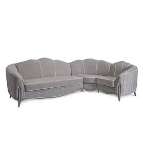 Գործարանային անկյունային բազմոց 3+2 «Գրավիտա»՝ բացվող մեխանիզմով, դեկոր՝ արծաթ