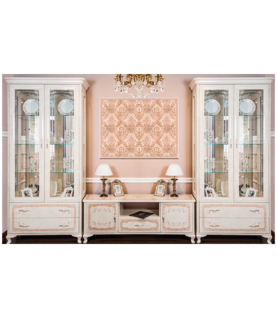 Հյուրասենյակ «Պատրիսիա» 2+ՏՎ+2, կրեմ կաղնու արմատ փայլուն / Կարավաջո փայլուն