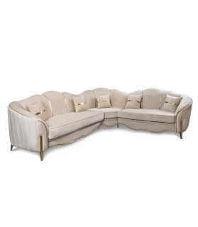 Գործարանային անկյունային բազմոց 3+2 «Լարան»՝ բացվող մեխանիզմով, դեկոր՝ ոսկի