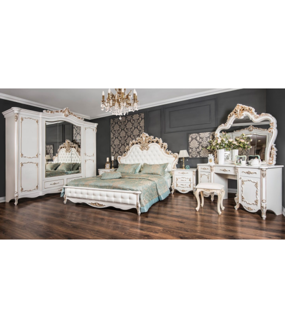 Ննջասենյակ «Ֆլորենցիա» 5 դռնանի պահարան, սպիտակ փայլուն, 180×200