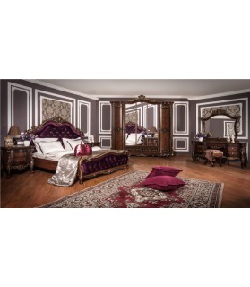 Ննջասենյակ «Ռոսսելլա» 5 դռնանի պահարան, կաղնու արմատ փայլուն / կրեմ փայլուն, 180×200