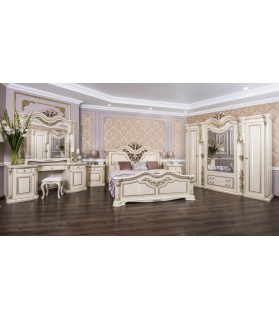 Ննջասենյակ «Գաբրիելլա» 4 դռնանի պահարան, կրեմ փայլուն, 180×200