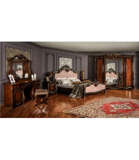 Ննջասենյակ «Մարսելլա» 5 դռնանի պահարան, կաղնու արմատ փայլուն / կրեմ կաղնու արմատ փայլուն, 180×200