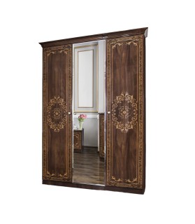 Ննջասենյակ «Պատրիսիա» 3 դռնանի պահարան, կարավաջո փայլ/արմատ կրեմ փայլ 160×200